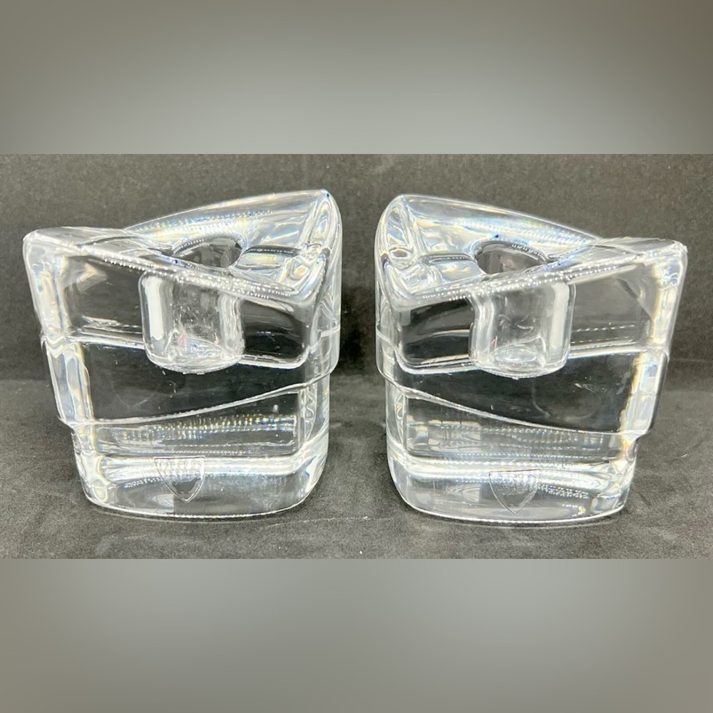 Pair of Orrefors Lancelot Candle Holders Made in Sweden